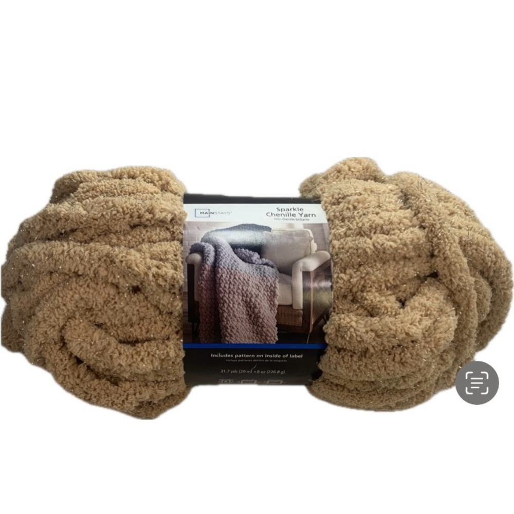 Mainstays Sparkle Cozy Chenille Yarn in Champagne color